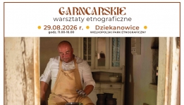 Na pierwszym planie rzemieślnik podczas prac garncarskich. Na grafice data warsztatów garncarskich - 29 sierpnia 2026 roku.