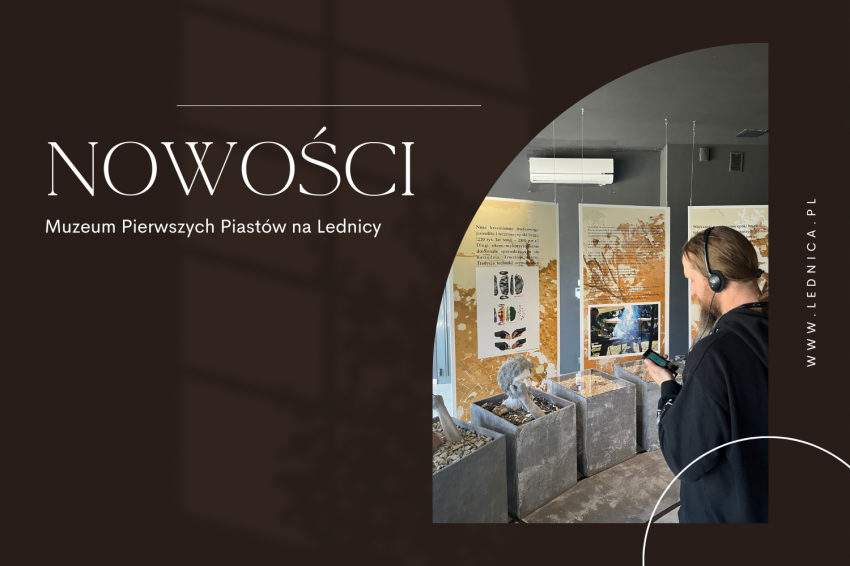 Grafika - na pierwszym planie osoba z audioprzewodnikiem w muzeum
