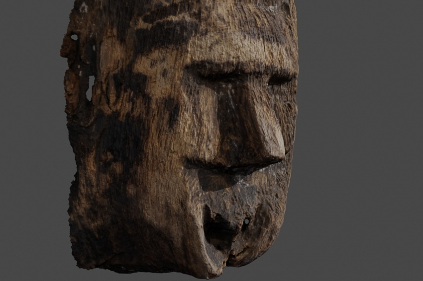 Twarz z jeziora Lednica - na belce